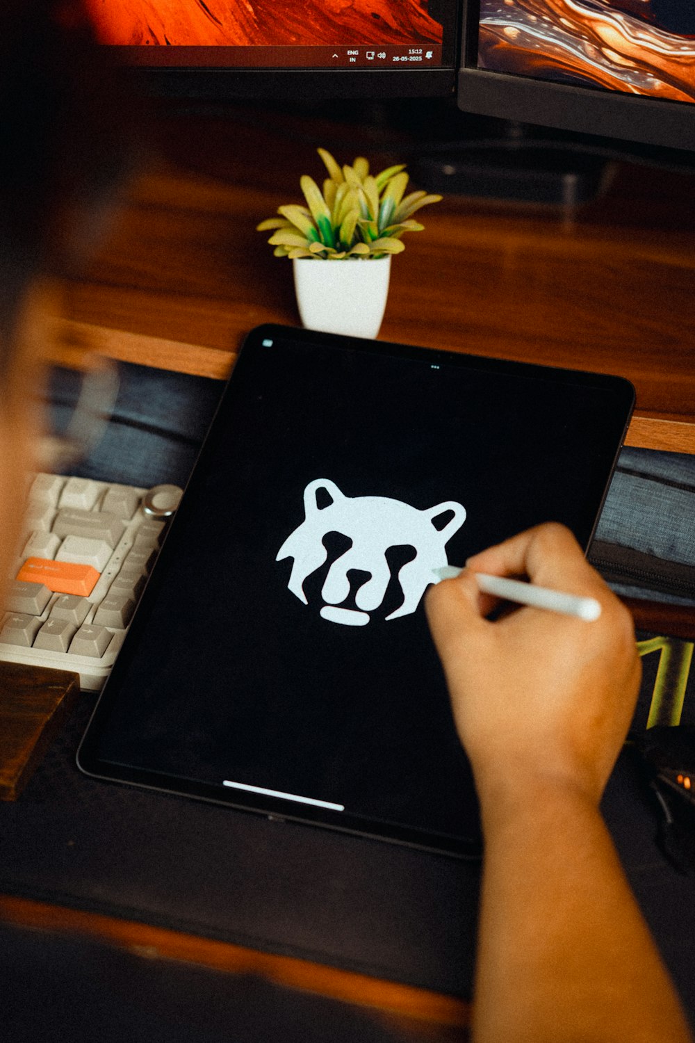 Design desk with brand material